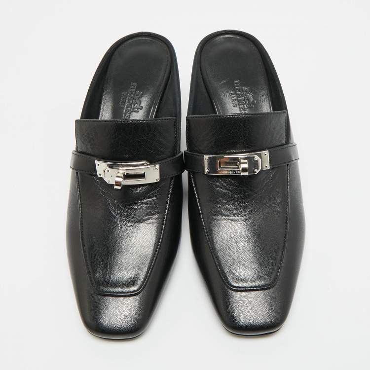 Pre Owned Hermès Blossom Size 35 Black Leather Mules