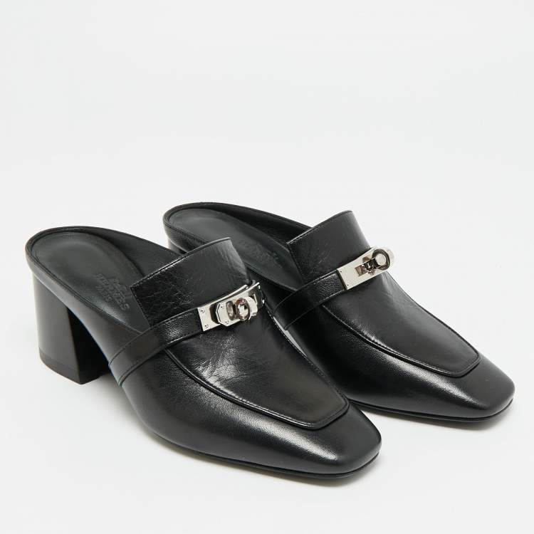Pre Owned Hermès Blossom Size 35 Black Leather Mules