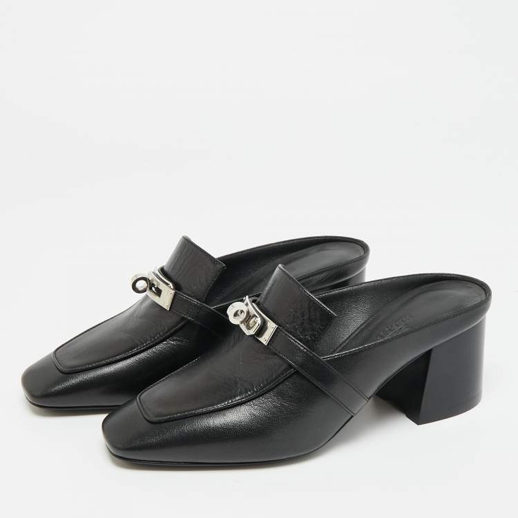 Pre Owned Hermès Blossom Size 35 Black Leather Mules