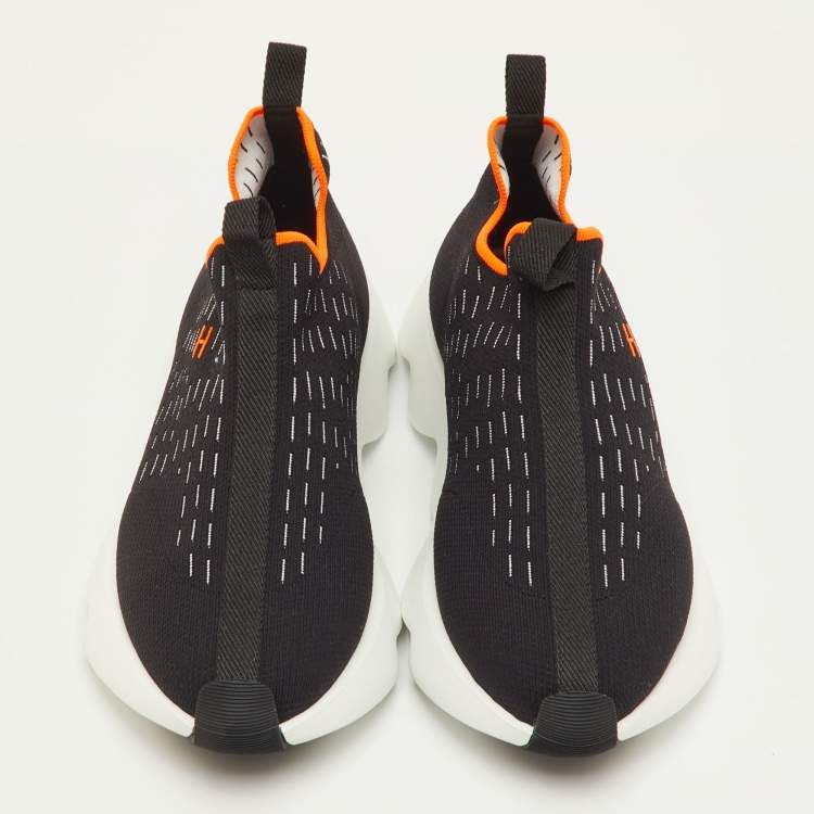 Pre Owned Hermès Eclair Size 40.5 Black Technical Knit Fabric Slip On Sneakers