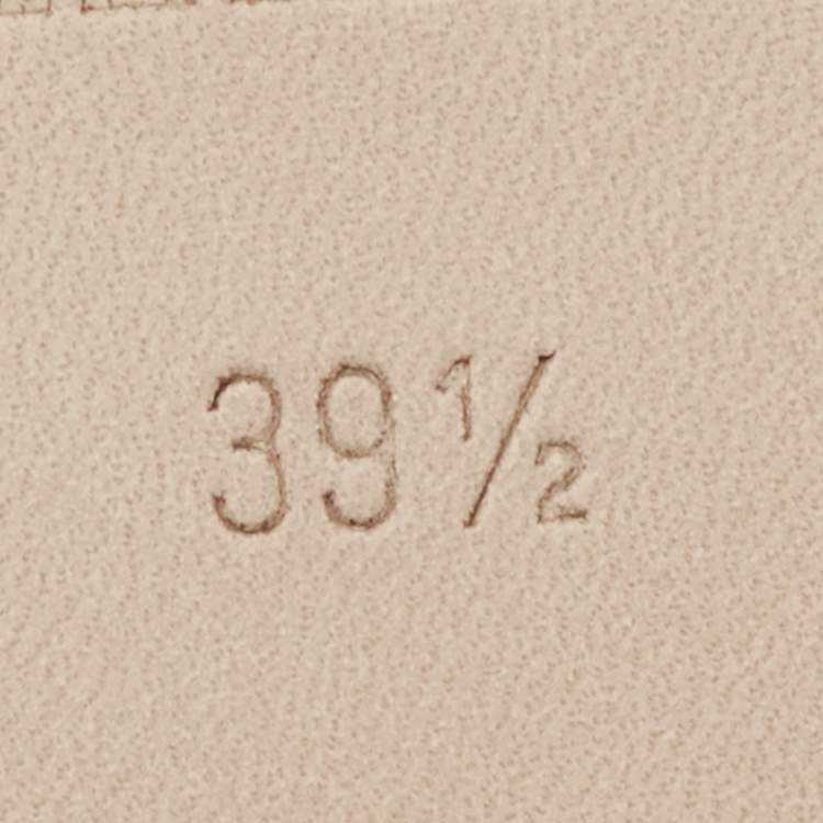 Pre Owned Hermes Lagune Size 39.5 Khaki Beige Leather and Suede Flat Slide Sandals