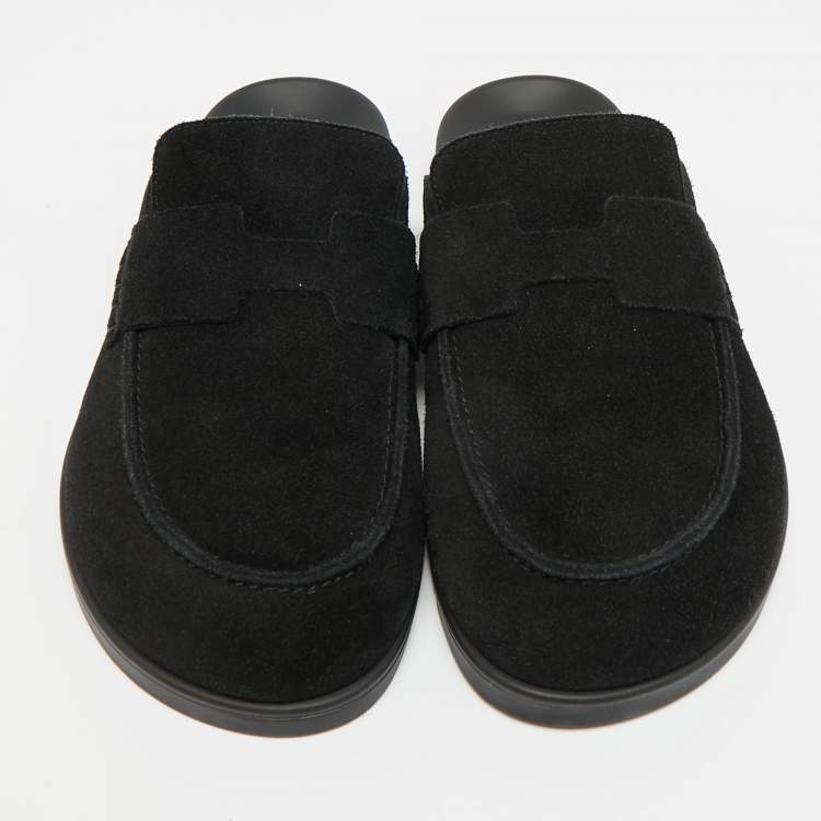 Pre Owned Hermès Go Size 38 Black Suede Flat Mules