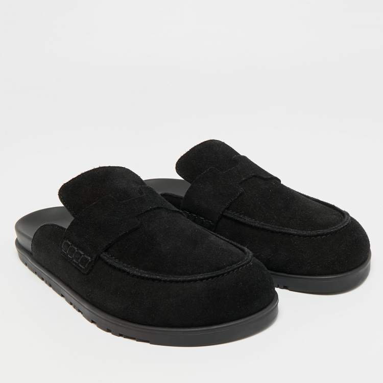 Pre Owned Hermès Go Size 38 Black Suede Flat Mules