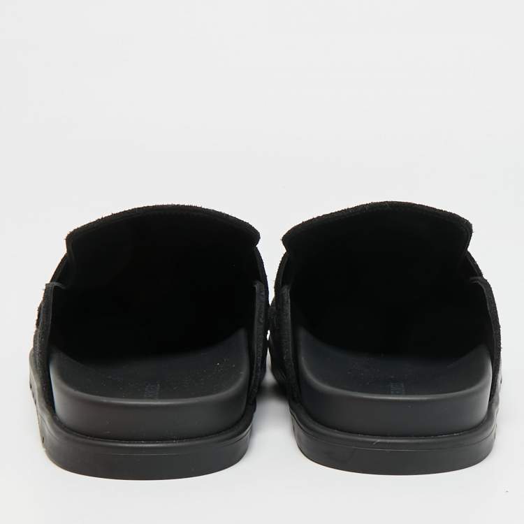 Pre Owned Hermès Go Size 38 Black Suede Flat Mules