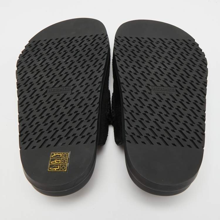 Pre Owned Hermès Go Size 38 Black Suede Flat Mules
