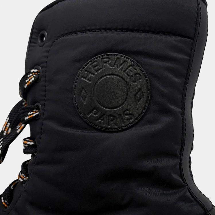 Pre Owned Hermes Short Boots Fresh Black Nappa Calf Leather Size 36H