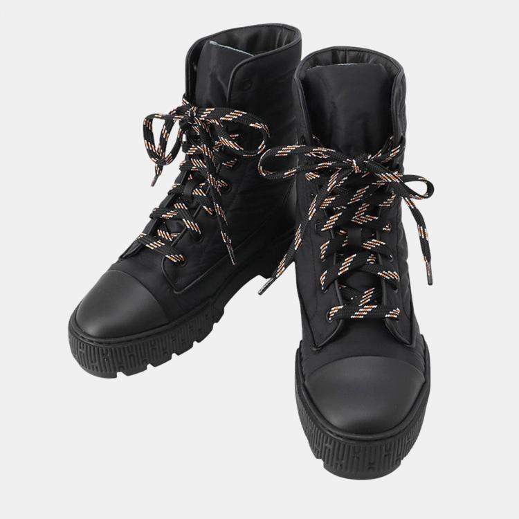 Pre Owned Hermes Short Boots Fresh Black Nappa Calf Leather Size 36H