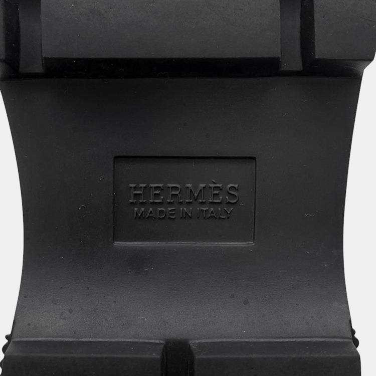 Pre Owned Hermes Short Boots Fresh Black Nappa Calf Leather Size 36H