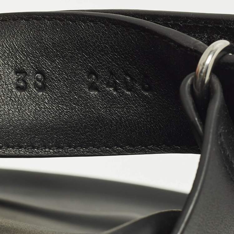 Pre Owned Hermes Chypre Size 38 Black Leather Slide Slide