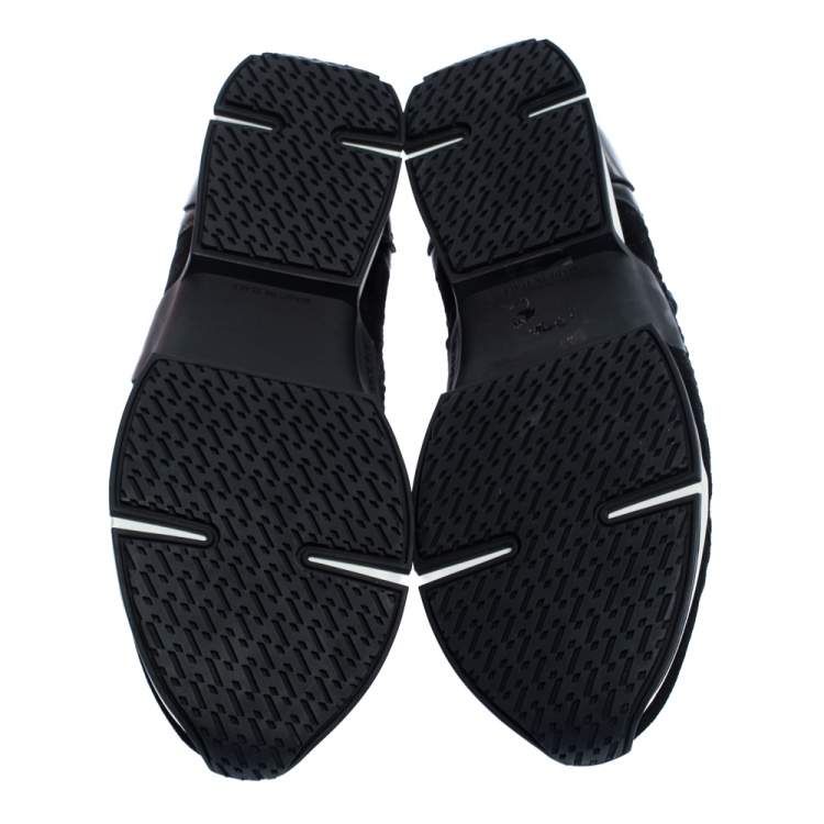 Pre Owned Hermes Black Braided Silk Oxygene Slip On Sneakers Size 37.5
