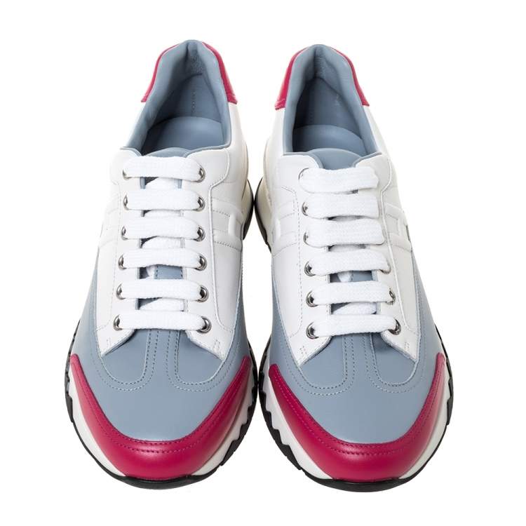 Pre Owned Hermès Multicolor Leather Trail Low Top Sneakers Size 38.5