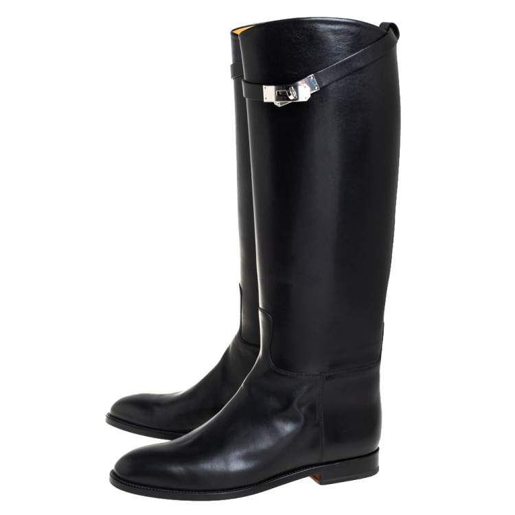 Pre Owned Hermes Black Leather Jumping Boots Size 40