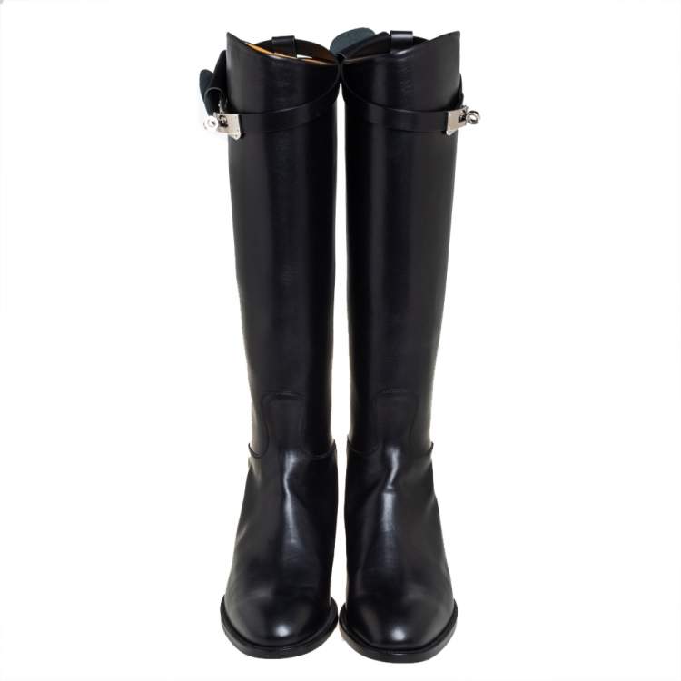 Pre Owned Hermes Black Leather Jumping Boots Size 40