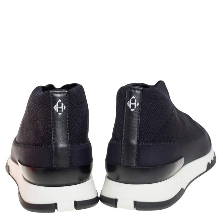 Pre Owned Hermes Black Knit Fabric Tokyo Slip On Sneakers Size 37.5