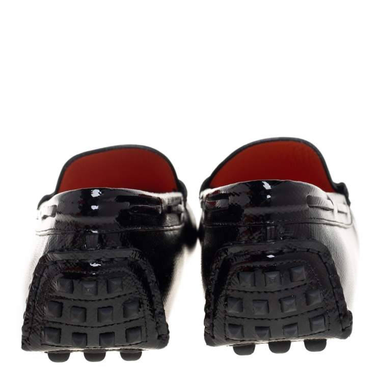 Pre Owned Hermes Black Patent Leather Slip On Irving Loafers Size 37.5