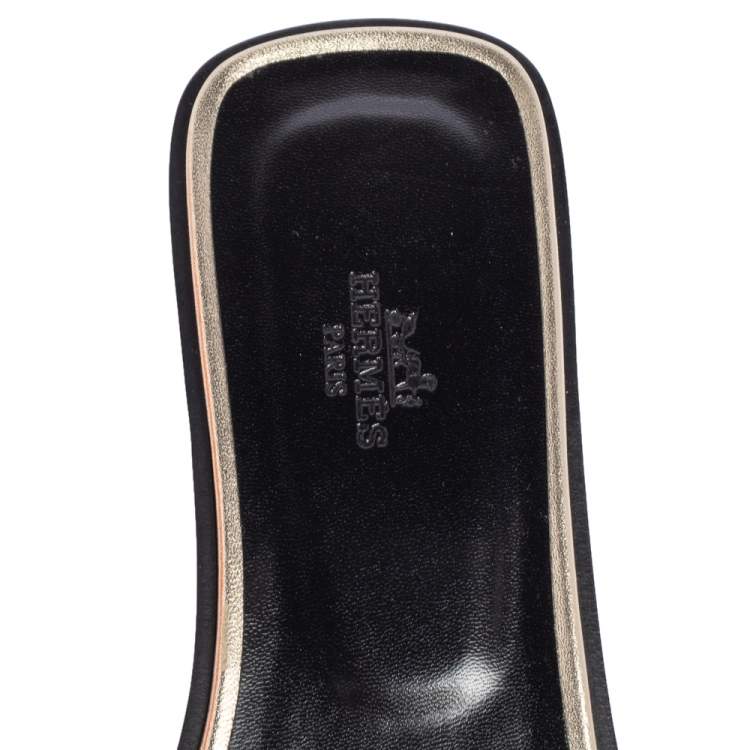 Pre Owned Hermes Cream Fabric Oran Flats Size 40.5