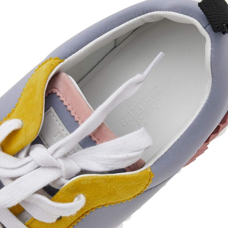 Pre Owned Hermes Multicolor Suede And Neoprene Lace Up Sneakers Size 39.5
