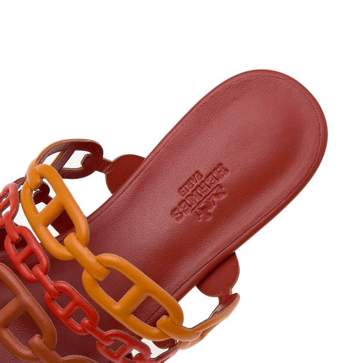 Pre Owned Hermes Multicolor Leather Thalassa Flats Size 38