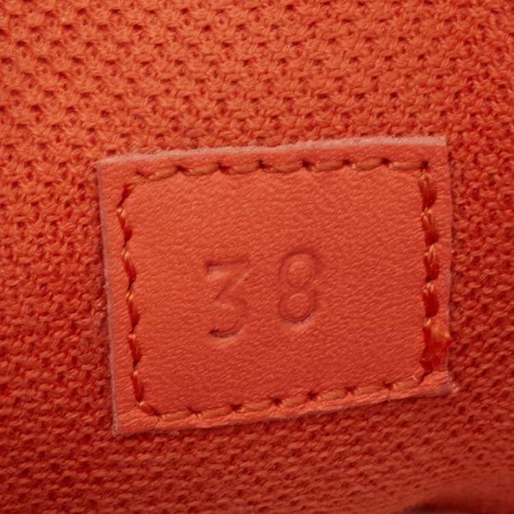Pre Owned Hermes Orange Leather And Neoprene Low Top Sneakers Size 38