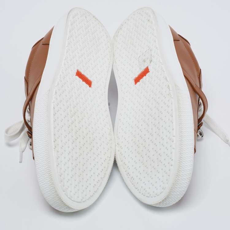 Pre Owned Hermes Tan Leather Day Low-Top Sneakers Size 38.5