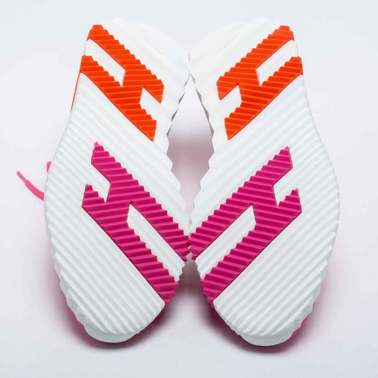 Pre Owned Hermes Pink/Orange Knit Fabric Flex Low Top Sneakers Size 39.5