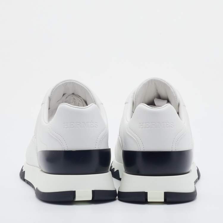 Pre Owned Hermes White Leather Quicker Low Top Sneakers Size 36