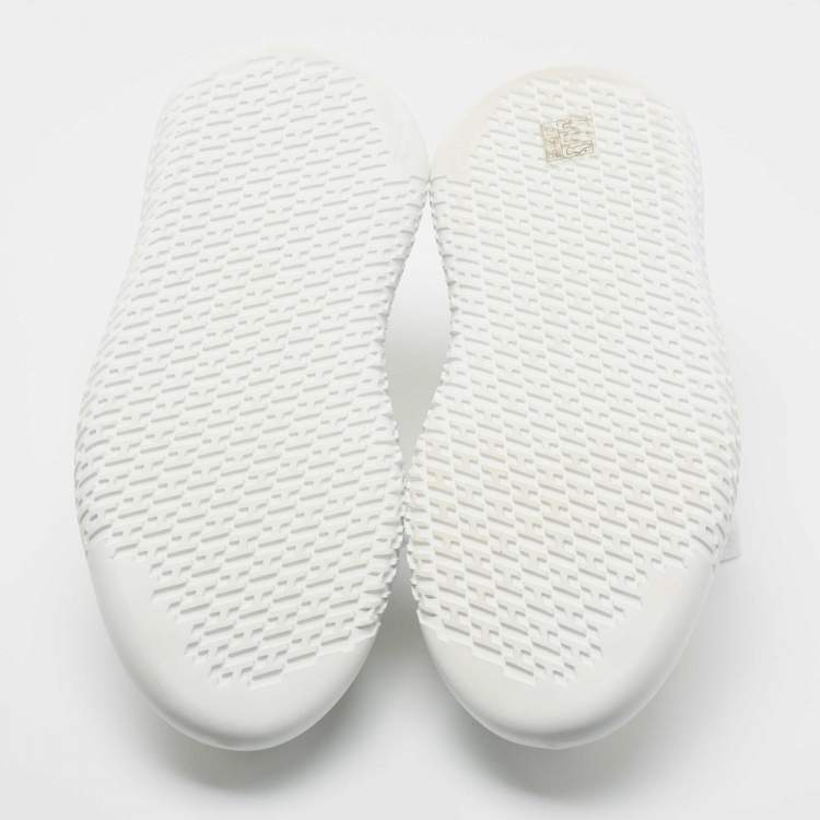 Pre Owned Hermes White Knit Fabric Crew Sneakers Size 39