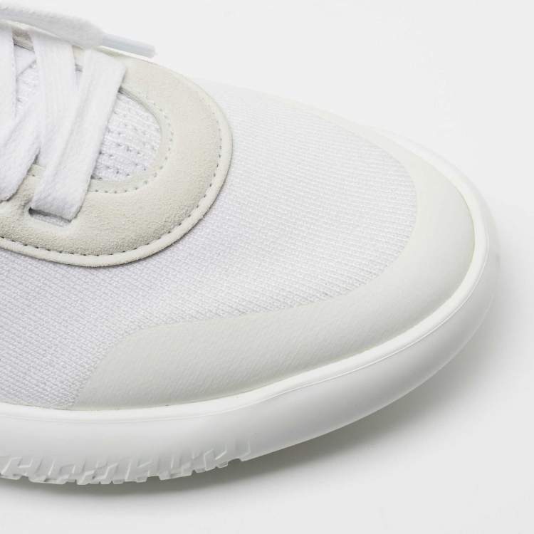 Pre Owned Hermes White Knit Fabric Crew Sneakers Size 39