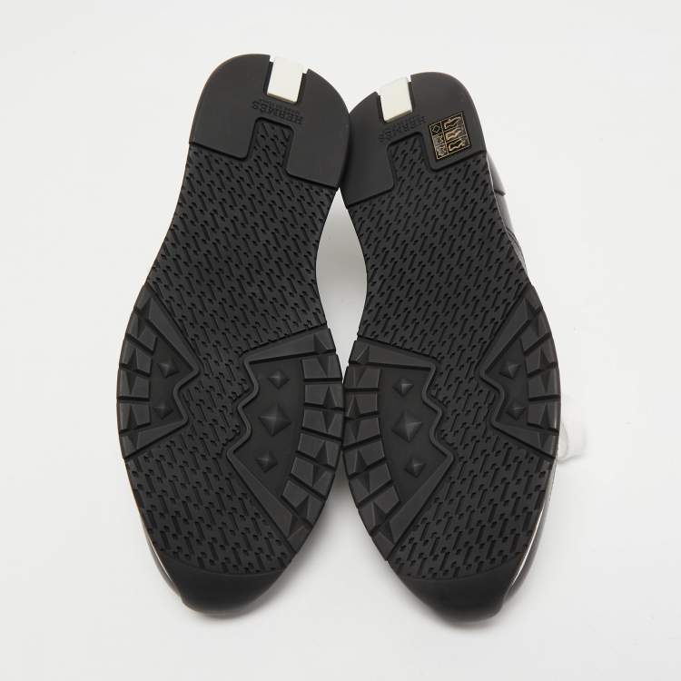 Pre Owned Hermes Black Leather Trail Sneakers Size 39