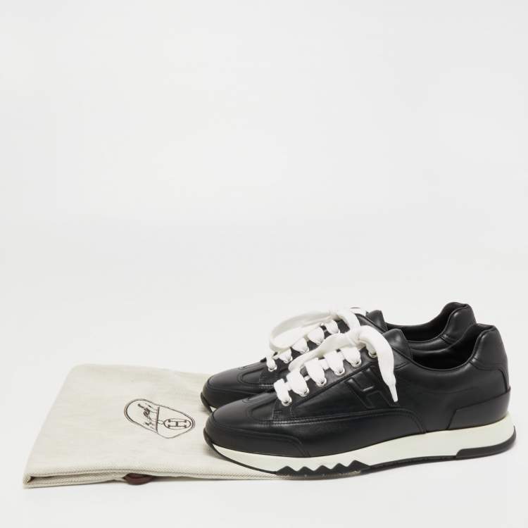 Pre Owned Hermes Black Leather Trail Sneakers Size 39