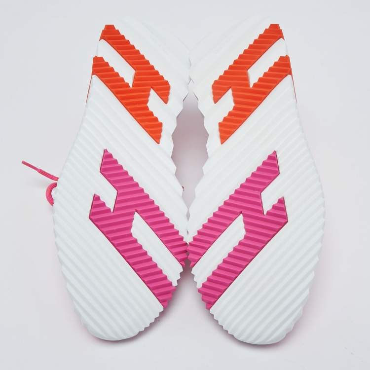 Pre Owned Hermes Pink/Orange Knit Fabric Flex Sneakers Size 39