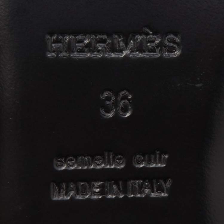 Pre Owned Hermes Black Leather Oz Mules Size 36