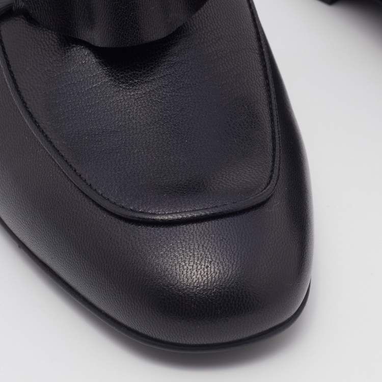 Pre Owned Hermes Black Leather Oz Mules Size 36