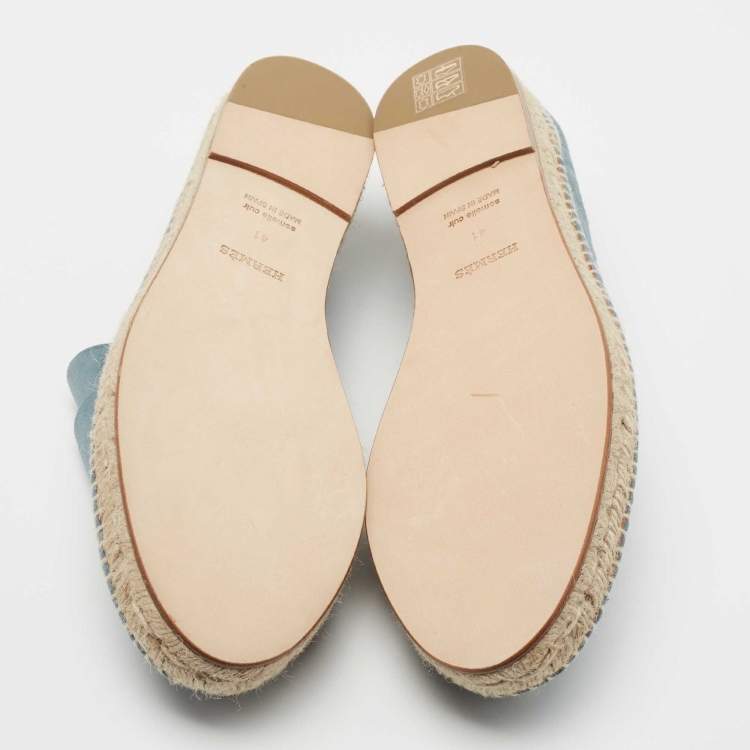Pre Owned Hermes Blue Suede Trip Espadrille Flats Size 41