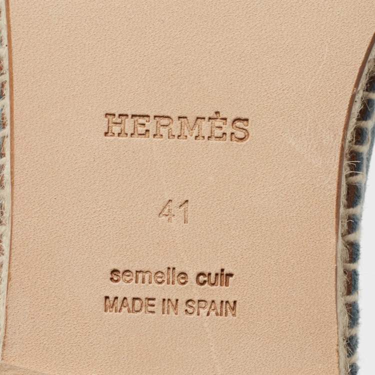 Pre Owned Hermes Blue Suede Trip Espadrille Flats Size 41