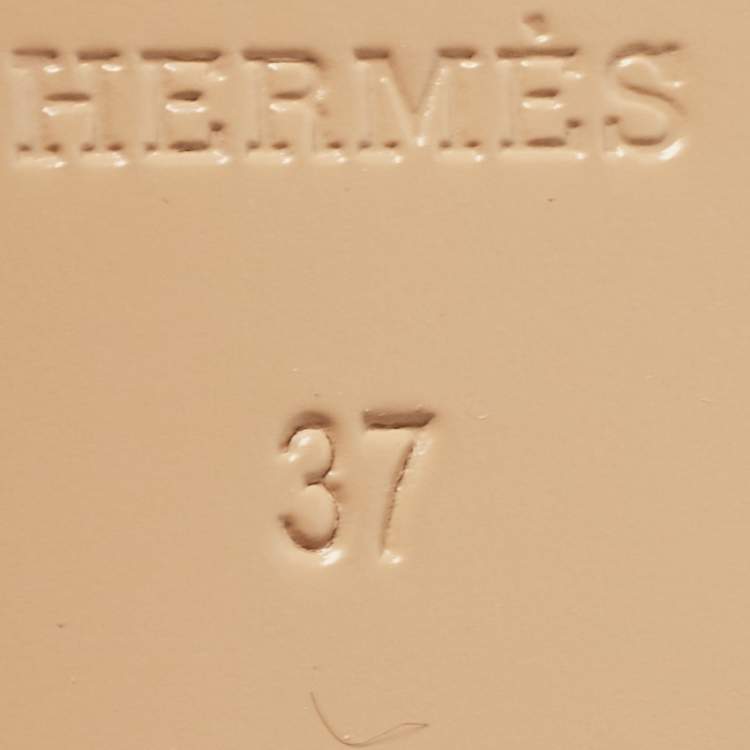 Pre Owned Hermes Brown Leather Legend Wedge Sandals Size 37