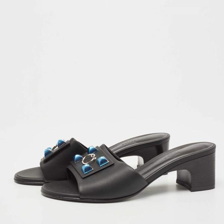 Hermes Black Leather Dreamy Slide Size 38.5 Hermes | TLC