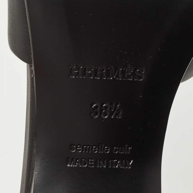 Pre Owned Hermes Black Leather Dreamy Slide Size 38.5