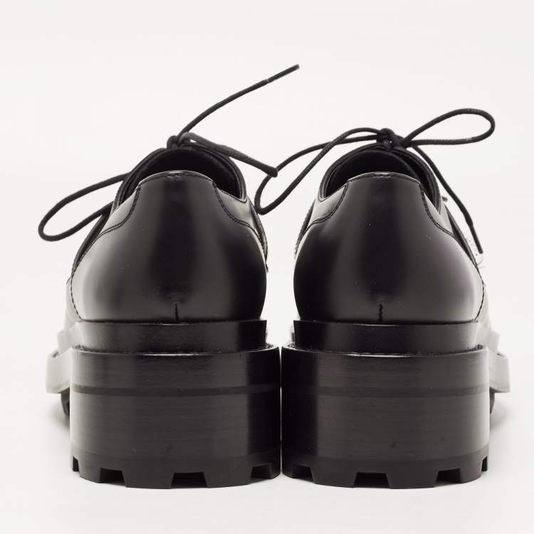Pre Owned Hermes Black Leather Kelly Oxford Size 39