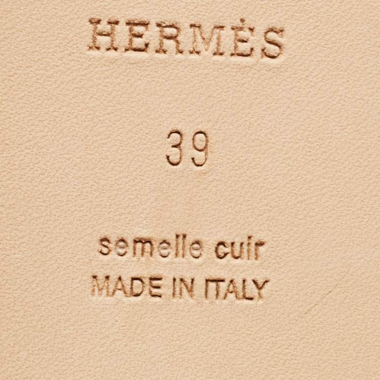 Pre Owned Hermes Brown Leather Santorini Ankle Strap Sandals Size 39