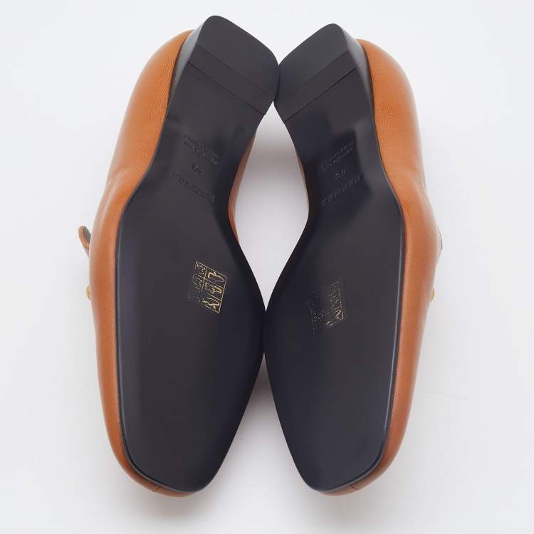 Pre Owned Hermes Tan Leather Dahlia Loafers Size 40