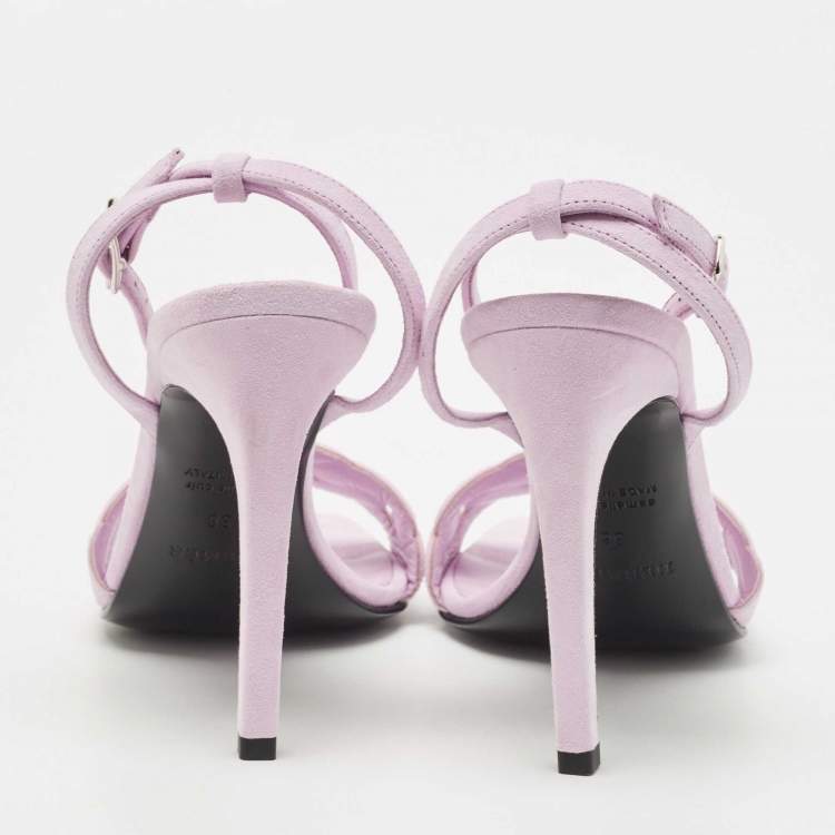 Pre Owned Hermes Purple Suede Gala Ankle Cuff Sandals Size 38