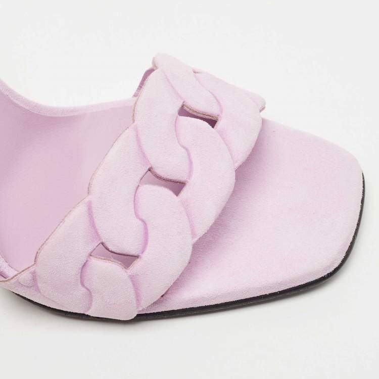 Pre Owned Hermes Purple Suede Gala Ankle Cuff Sandals Size 38
