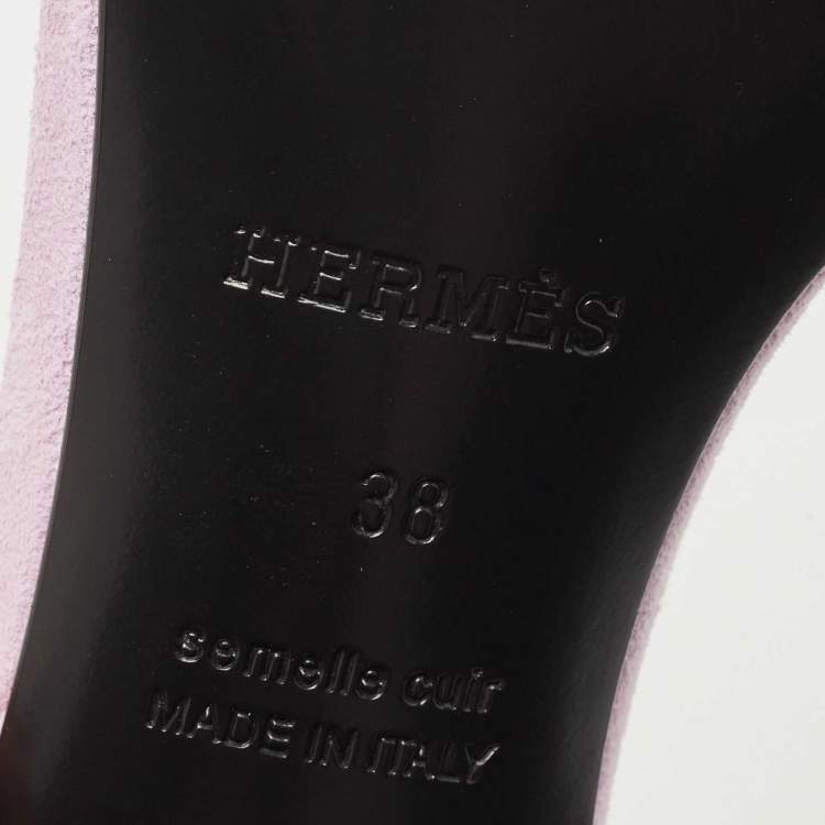 Pre Owned Hermes Purple Suede Gala Ankle Cuff Sandals Size 38