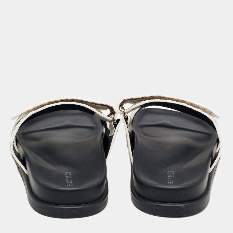 Pre Owned Hermes Himalaya Crocodile Chypre Slingback Flat Sandals Size 39