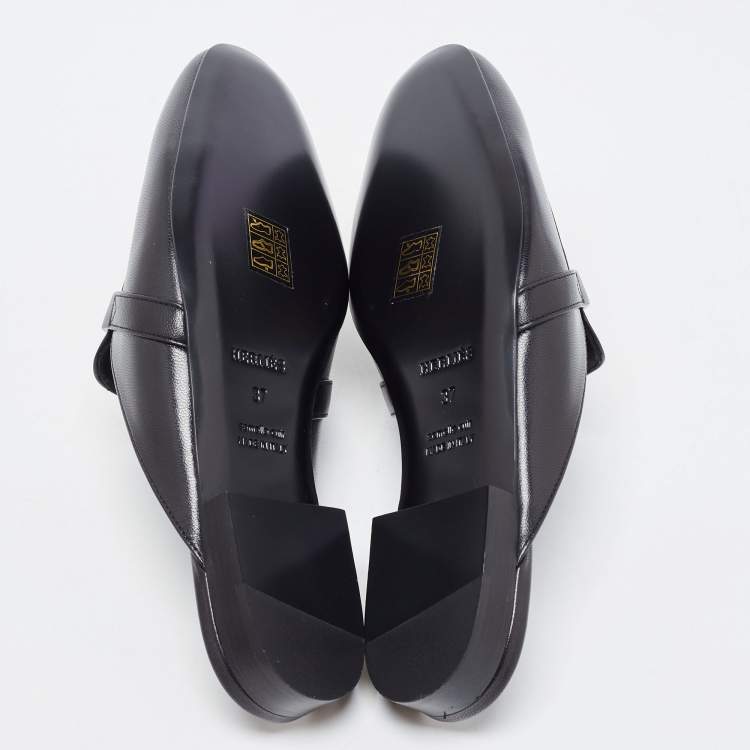 Pre Owned Hermès Black Leather Oz Mule Flats Size 37