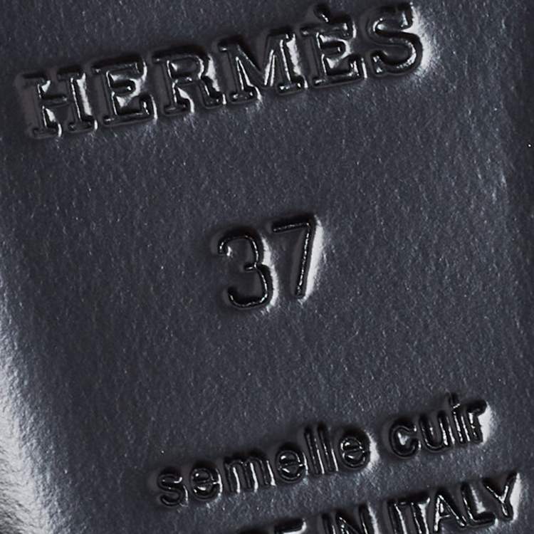 Pre Owned Hermès Black Leather Oz Mule Flats Size 37