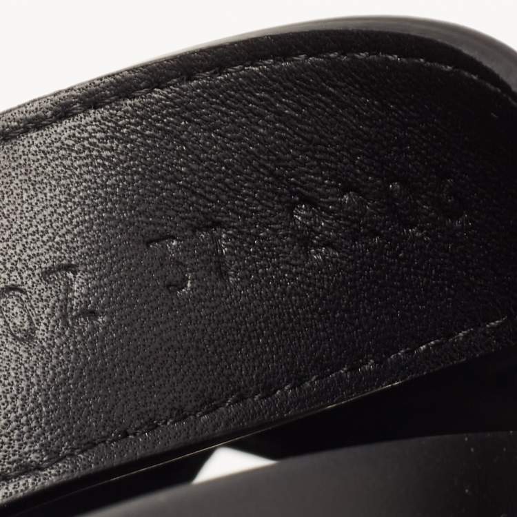 Pre Owned Hermès  Black Studded Leather Chypre Slides Size 37
