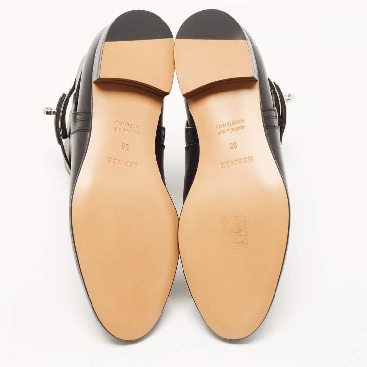 مملوكة مسبقًا Hermes Black Leather Neo Ankle Boots Size 36