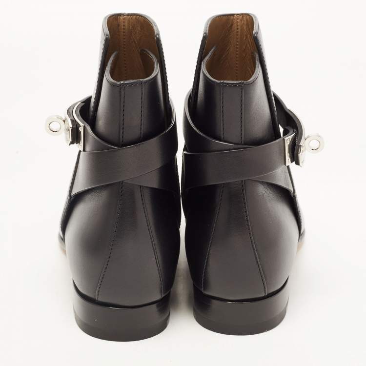 مملوكة مسبقًا Hermes Black Leather Neo Ankle Boots Size 36